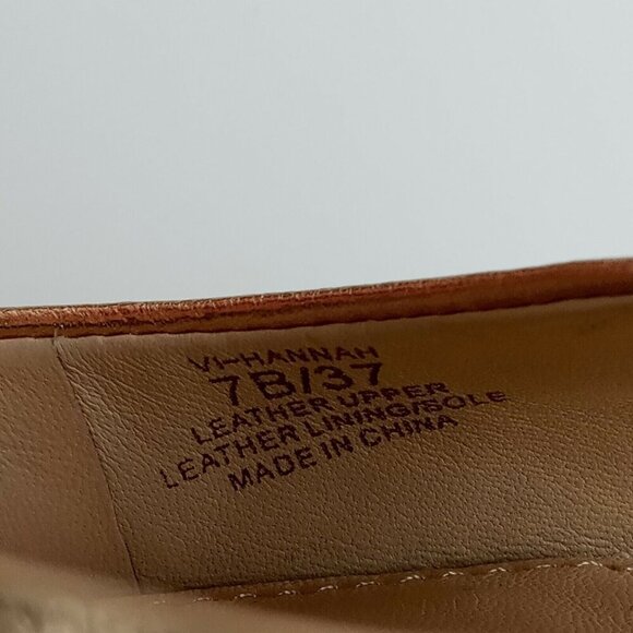 Vince Camuto Signature 7M Gold Metallic Open Toe Block Heel Shoes Lamb Leather - Picture 7 of 12